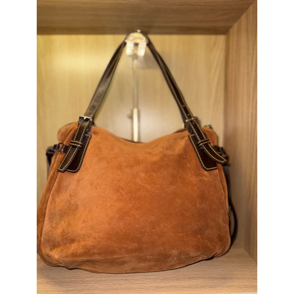 Dooney & Bourke Honey Suede Leather Trim Hobo - Picture 3 of 8